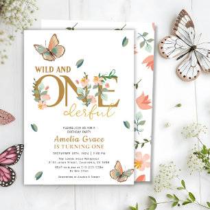 Invitación Salvaje y maravilloso melocotón floral 1º cumpleañ