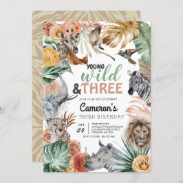 Invitación Salvaje y tres cumpleaños del Safari Animal Boho
