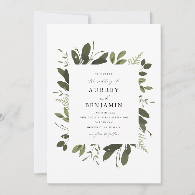 Invitación Salvaje y verde (Anverso)