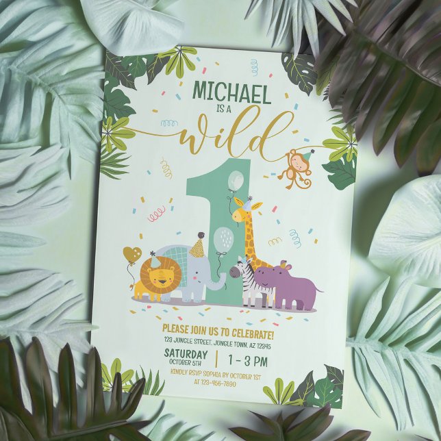 Invitación Salvajes animales de Safari de la Selva Cute un cu (Subido por el creador)