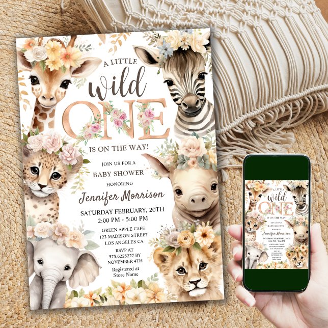 Invitación Salvajes animales de una jungla Safari Baby Shower (Subido por el creador)