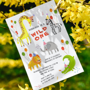 Invitación Salvajes animales salvajes de un primer cumpleaños