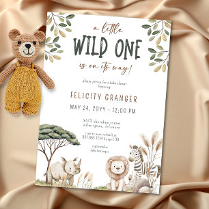 Invitación Salvajes un Safari Animales Neutrales Baby Shower