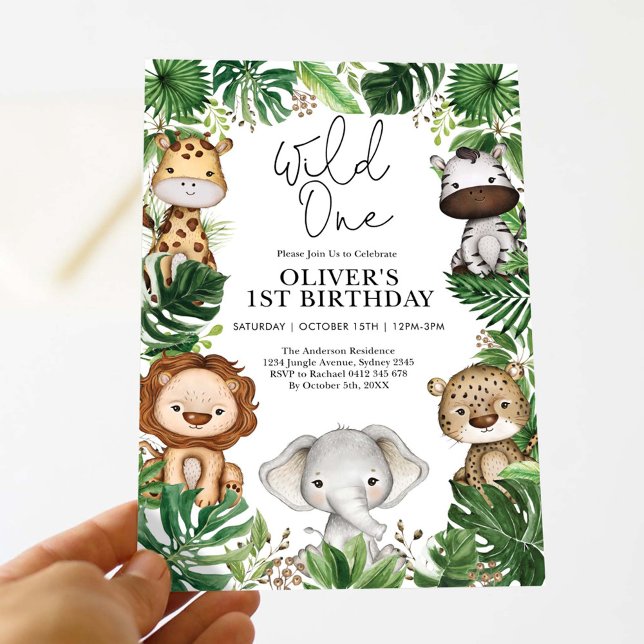 Invitación Salvajes Un Safari Animales Selva Verde Cumpleaños (Subido por el creador)