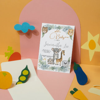 Invitación Salvajes y divertidos Safari Animals Boys Baby Sho