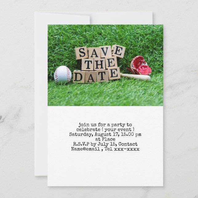 Invitación Salvando la fecha del béisbol (Anverso)