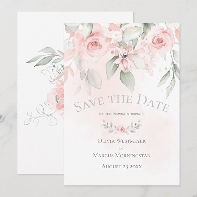Invitación Salvar a los Rosas de la cabaña rosa pálido (Anverso / Reverso)