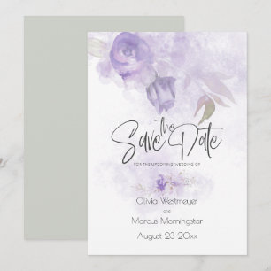 Invitación Salvar la fecha floral púrpura de luz bohemia