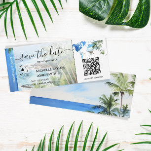 Invitación Salvar la palma de playa del mapa de embarque de f
