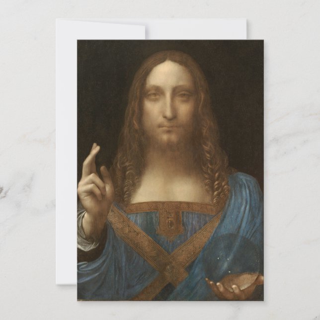 Invitación Salvator Mundi de Leonardo da Vinci (Jesucristo) (Anverso)