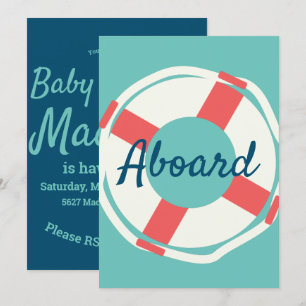 Invitación Salvavidas náutico minimalista a bordo redondo