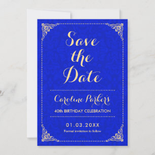 Invitación Salve El Cumpleaños De La Fecha - Damasco Azul Rea