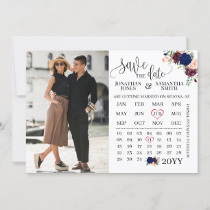 Invitación Salven la fecha boda de la marina de fotos borgoño