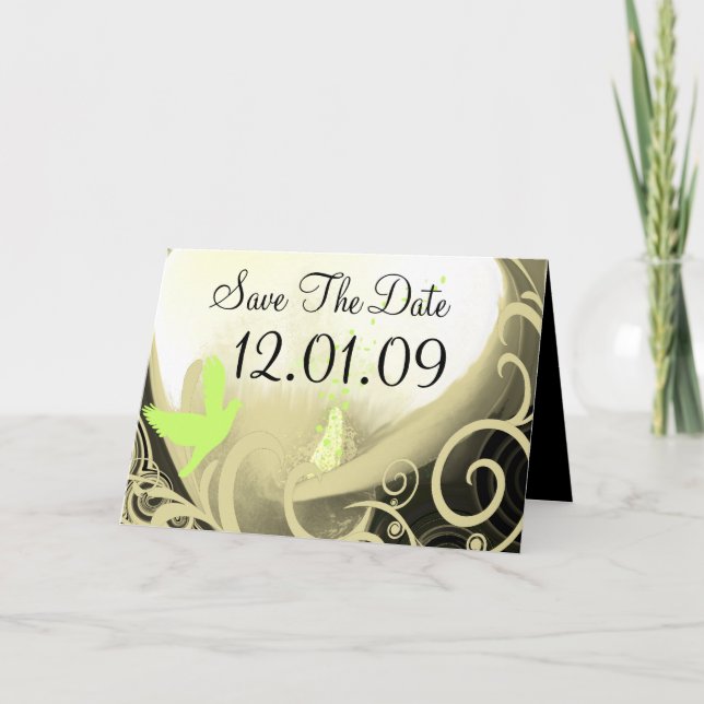 Invitación Salven la fecha Cala Lily - Tan y Verde (Anverso)
