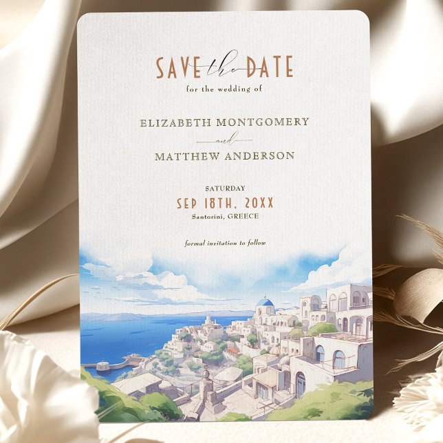 Invitación Salven la fecha de destino de Santorini Grecia (Subido por el creador)