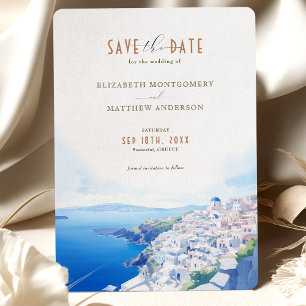 Invitación Salven la fecha de destino de Santorini Grecia