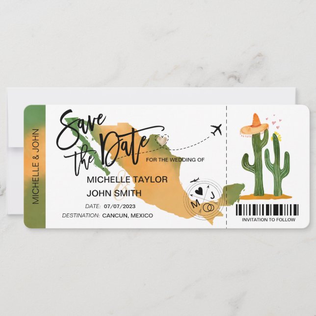 Invitación Salven la fecha de embarque en México (Anverso)