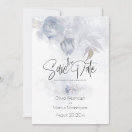 Invitación Salven la fecha de la agitada floral azul bohemia