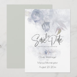 Invitación Salven la fecha de la agitada floral azul bohemia