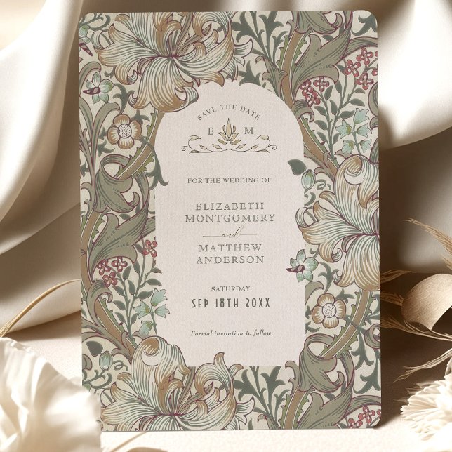 Invitación Salven la fecha en que Earthy Beige Morris, Lily d (Subido por el creador)