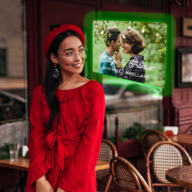 Invitación Salven La Fecha Foto País Cabaña De Oro PinkBird (Save The Date Photo Country Cottage Gold PinkBird Invitation)