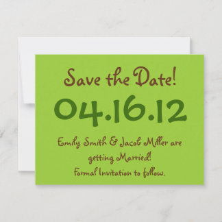 Invitación Salven la fecha Lime Green y Brown