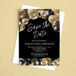 Invitación Salven la fecha Oro Negro 50 cumpleaños<br><div class="desc">¡Crea tu propia invitación a Save the Date Black Gold 50 Birthday! Personalice este diseño con su propio texto. Puede realizar un personalizar adicional de este diseño seleccionando el botón "Editar detalles" si lo desea.</div>
