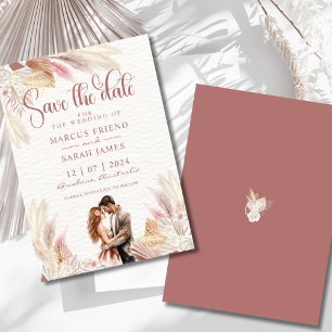 Invitación Salven La Fecha Pampas Grass Dried Florals