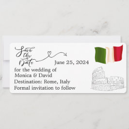 Invitación Salven la fecha para un boda en Roma, Italia