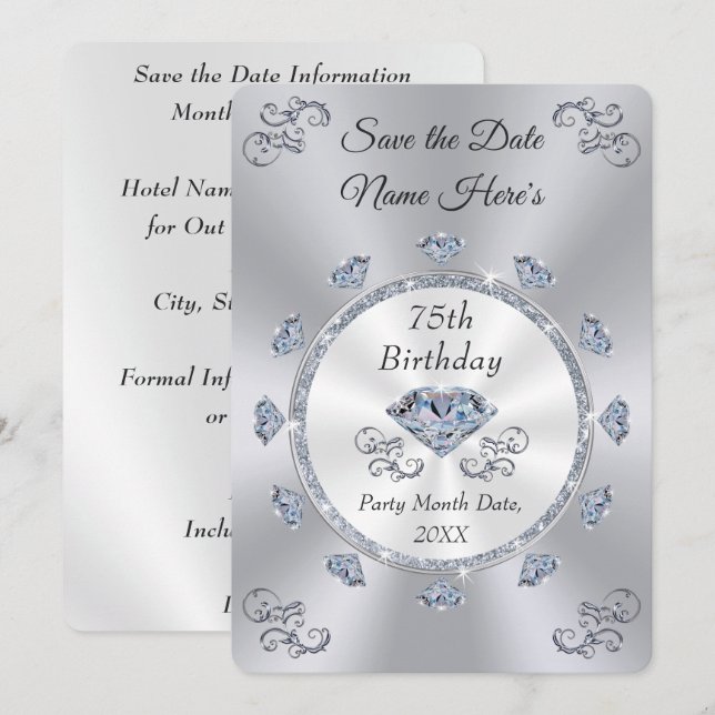 Invitación Salven la fiesta de cumpleaños número 75, Jubileo  (Anverso / Reverso)