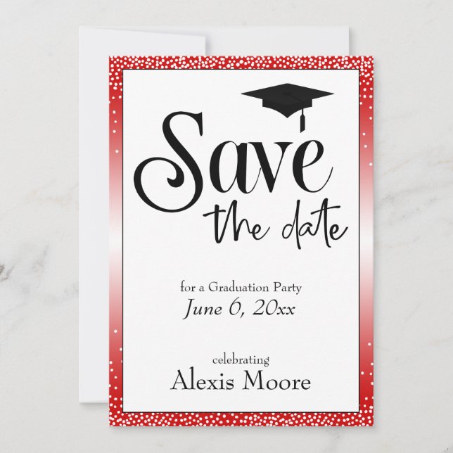 Invitación Salven la fiesta de graduación de fecha, Cherry Re (Anverso)