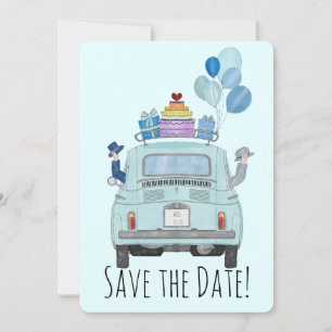 Invitación Salven la pareja gay de fecha en Fiat 500.