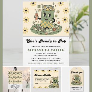 Invitación Salvia Verde Moderno Groovy Daisy Está Lista para 