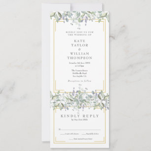 Invitación Salvia y Verdor de Lilas Todo en Una Boda