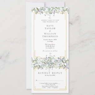 Invitación Salvia y Verdor de Lilas Todo en Una Boda