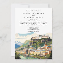 Salzburgo Austria Wedding Invitation Retro
