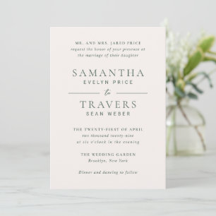 Invitación Samantha Forest Verde Boda Tradicional Elegante
