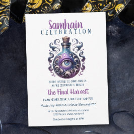 Invitación Samhain Harvest Potion Bottle Halloween Party