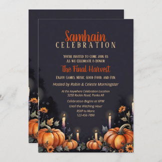 Invitación Samhain Party Fall Pumpkins & Candles Invitation