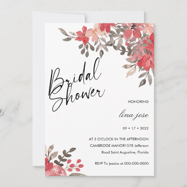 Invitación Samia Floral Bridal Shower (Anverso)