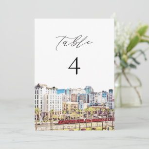 Invitación SAN DIEGO California Watercolor Table Number Card