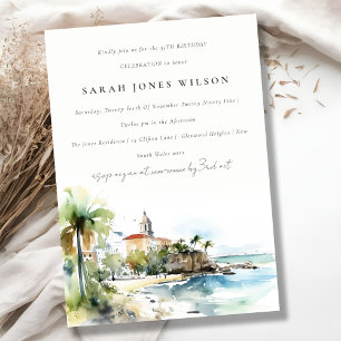 Invitación San Juan Puerto Rico Acuarela Paisaje Cumpleaños