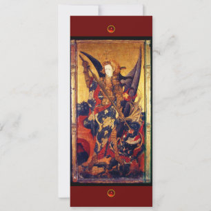 Invitación San Miguel Vanguiendo al diablo, rubí rojo