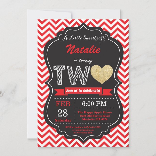 Invitación San Valentín 2.º cumpleaños (Anverso)