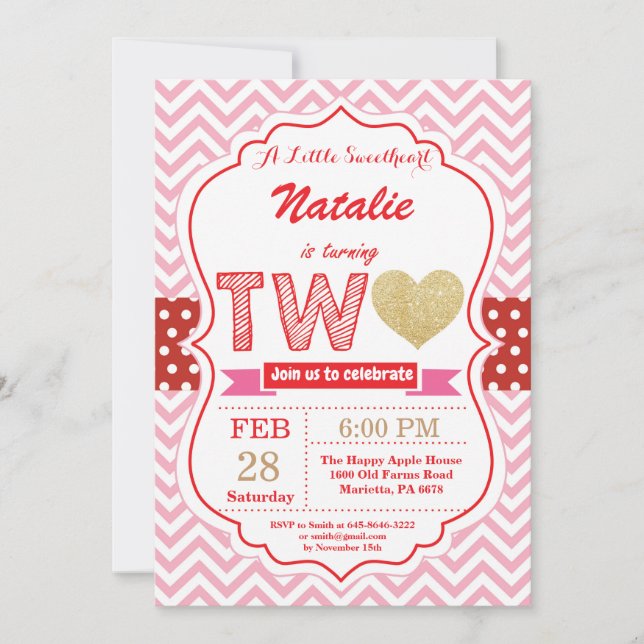 Invitación San Valentín 2.º cumpleaños (Anverso)