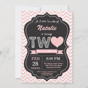 Invitación San Valentín 2do Segundo Cumpleaños Pequeño Corazó