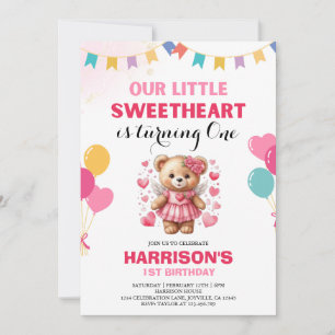 Invitación San Valentín amor Pink Teddy Bear Cumpleaños