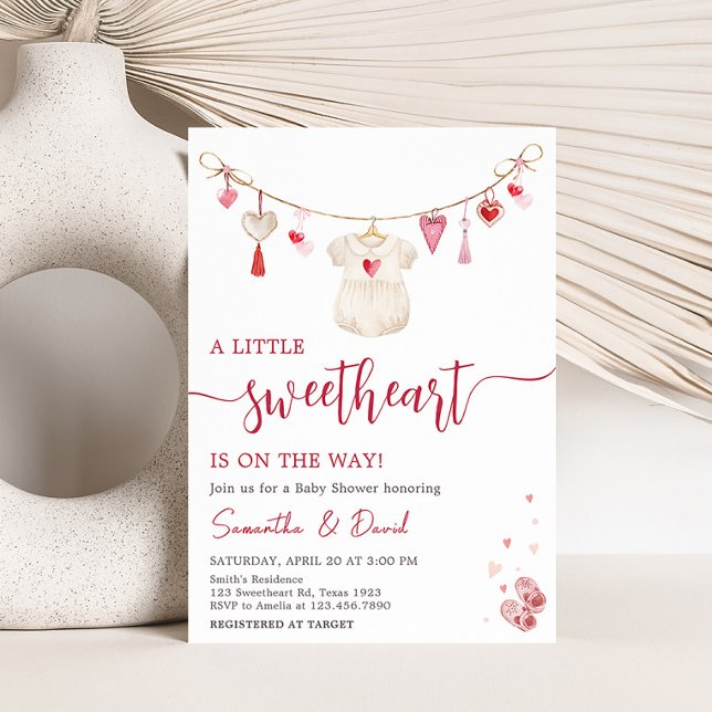 Invitación San Valentín Baby Shower (A Little Sweetheart Valentine Baby Shower Invitation)