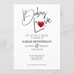 Invitación San Valentín Baby Shower corazones Cariño