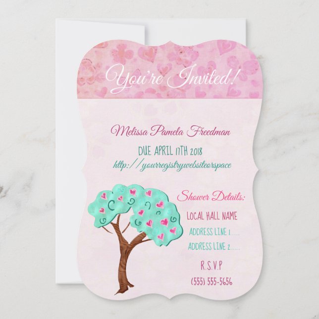 Invitación San Valentín Blossoms Adorable BEBÉ BRIDAL DUCHA (Reverso)